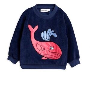 mini rodini pink whale terry pullover